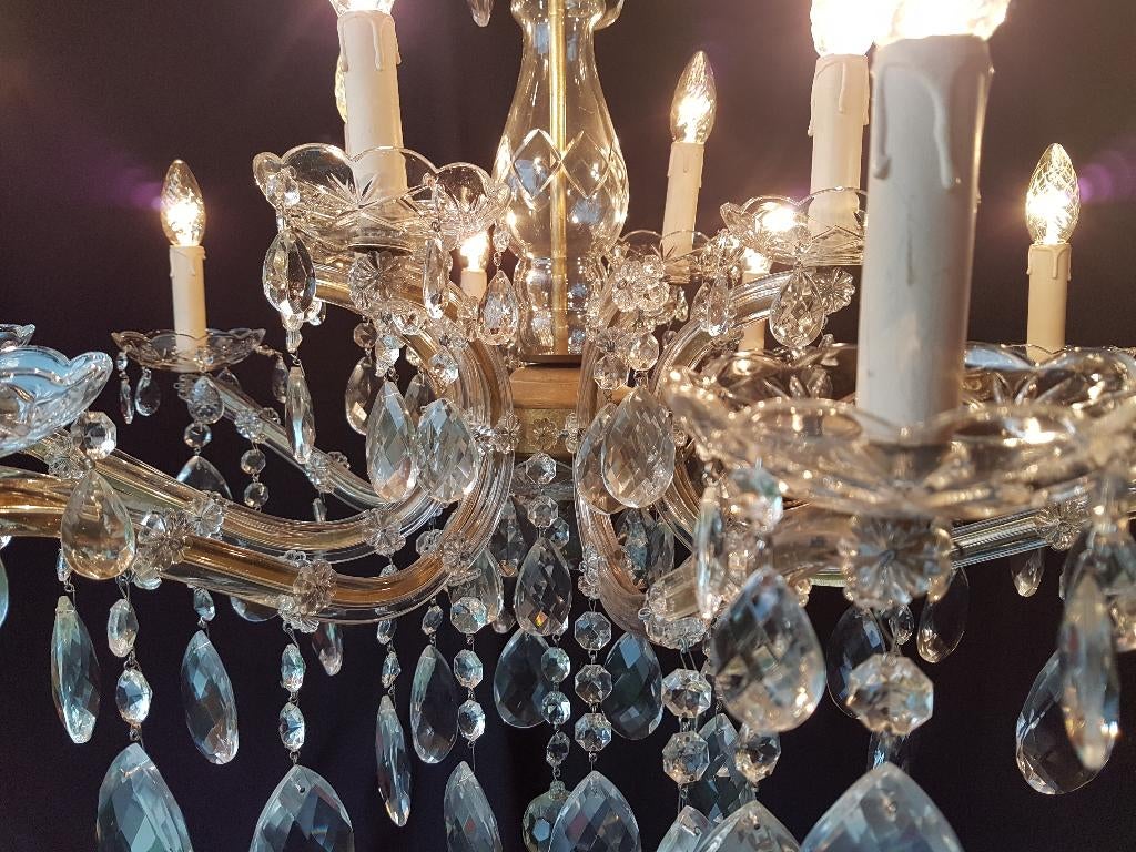 grote 12 lamps Maria Theresia kroonluchter, Ophalen, Gebruikt, Glas