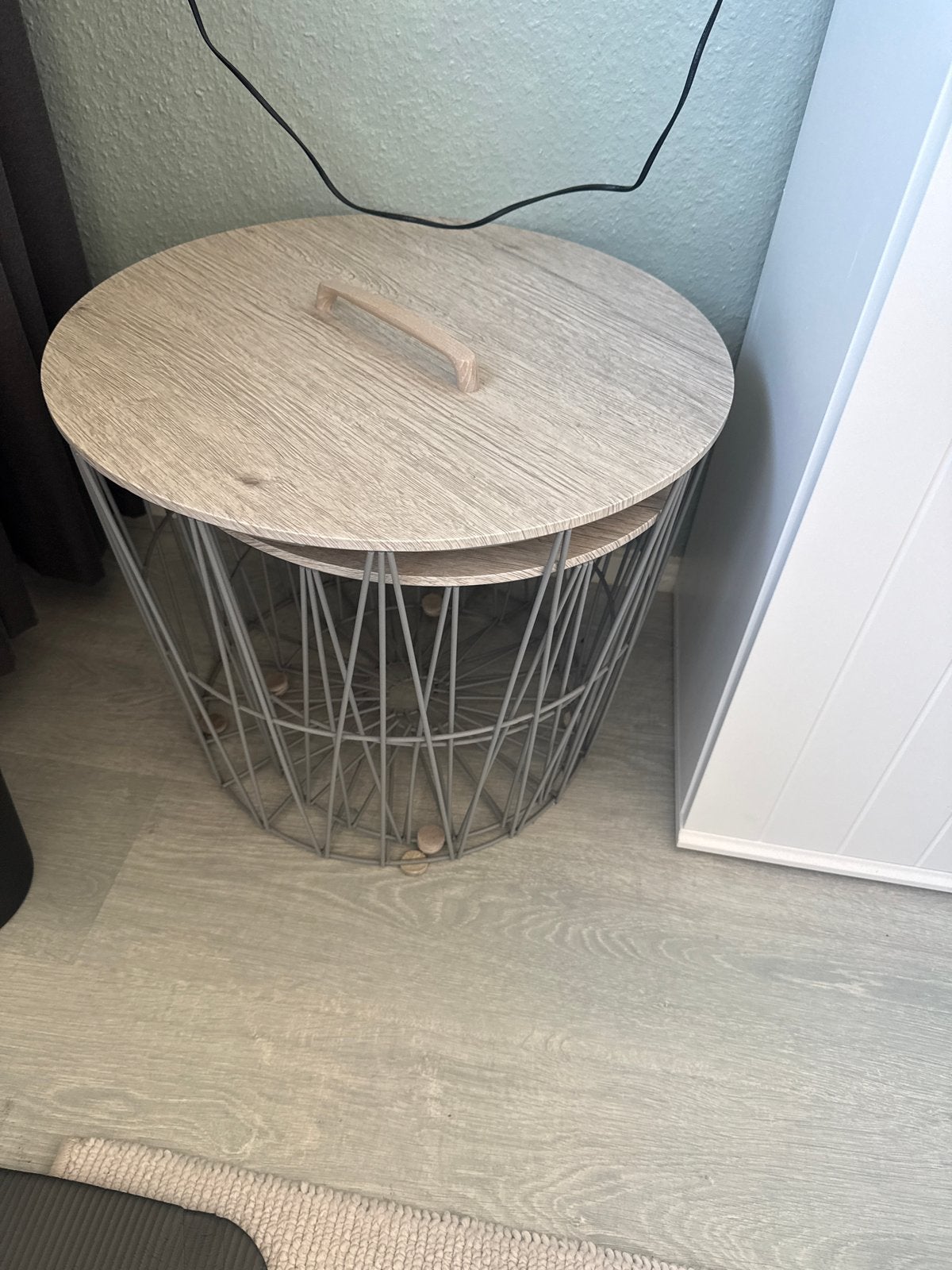 Set van 2 grijze bijzettafels, rond, met opbergruimte, Ophalen, Minder dan 45 cm, Minder dan 55 cm, Gebruikt