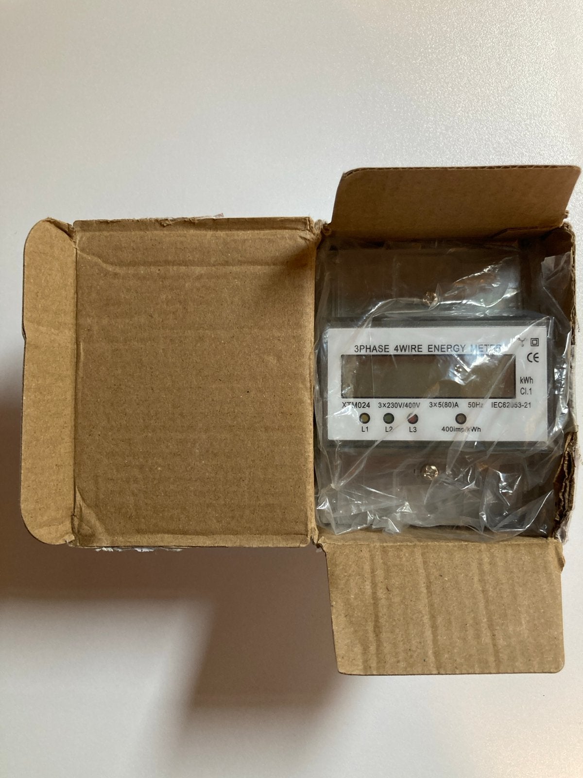 Tk. Driefase Energiemeter 3x230V/400V 5(80)A XTM024, Ophalen of Verzenden, Zo goed als nieuw, Elektriciteit