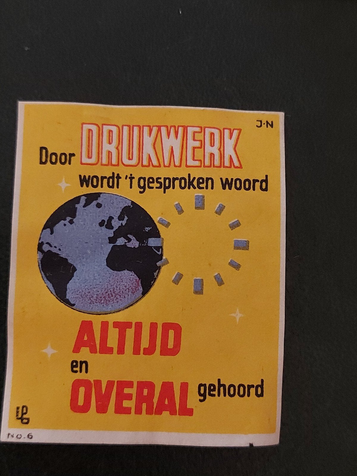 Sluitzegel DRUKWERK, Designer J.N. nr. 6, Verzenden, Gebruikt, Overige typen