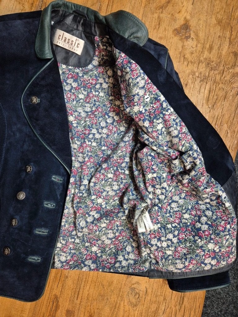 Mooie suede jas, Maat 38/40 (M), Blauw, Classic-pelz-leder, Djt@dejuistetoon.eu