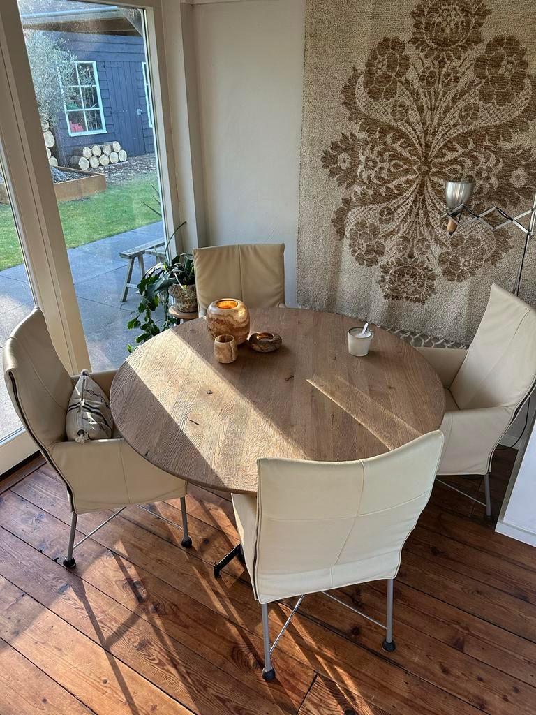 4 Montis leren ecru stoelen - Zo goed als nieuw, Ophalen of Verzenden, Zo goed als nieuw, 75 m² of meer, Tapijttegels