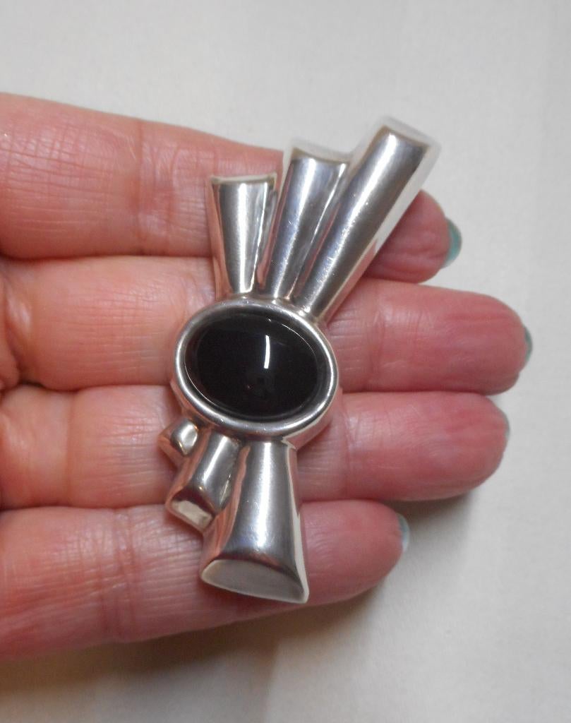 Zilveren modernist broche nr.1337, 4 tot 7 cm, Verzenden, Zo goed als nieuw, Zilver