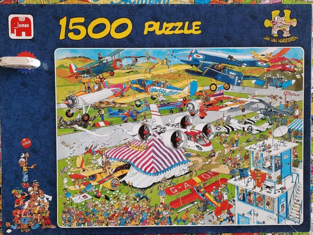 Jan van Haasteren de Vliegshow 1500 compleet, Ophalen of Verzenden, 500 t/m 1500 stukjes, Zo goed als nieuw