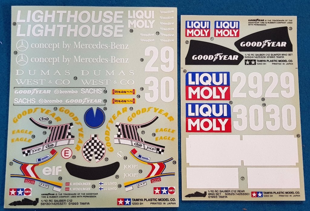 Vintage en originele Tamiya Sauber C12 decals (NIP), Elektro, Verzenden, Nieuw, Schaal 1:10