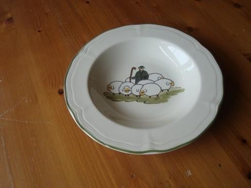 Diepe borden Schaapjes servies, Info@detagrijn.com, Overige materialen, Nieuw, Ophalen of Verzenden