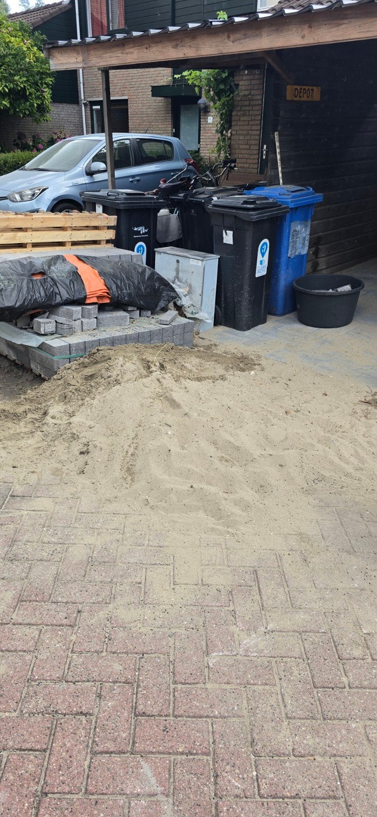 Gratis zand af te halen - restant oprit, Tuin en Terras, Ophalen, Gebruikt, Straatzand