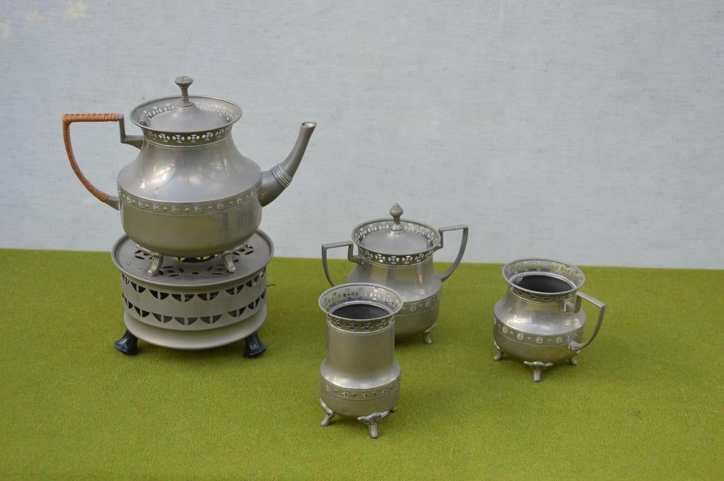 Antiek 5delig koffie / theeservies merk Rio Tiel Holland 230, Antiek en Kunst, Antiek | Servies los, Ophalen of Verzenden