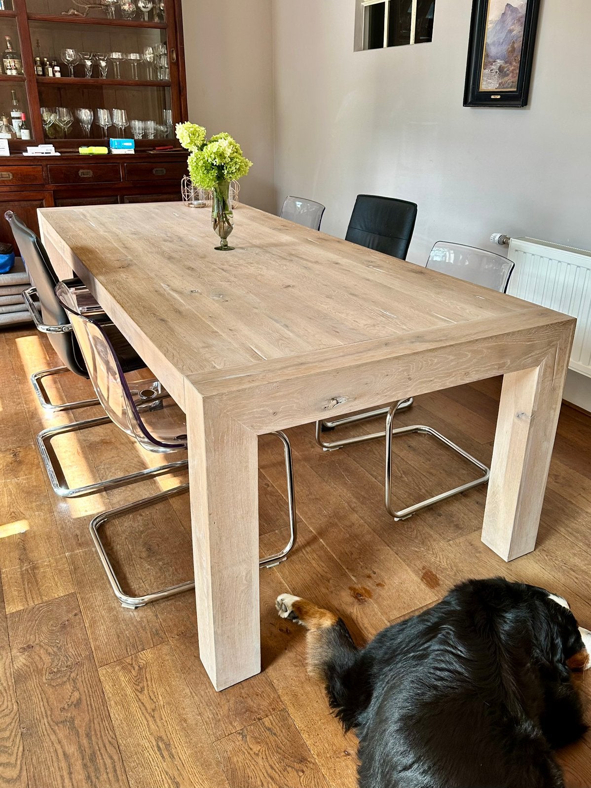 Houten eettafel - 2,5 meter, Huis en Inrichting, Tafels | Eettafels, Ophalen, 200 cm of meer, 50 tot 100 cm, Vijf personen of meer