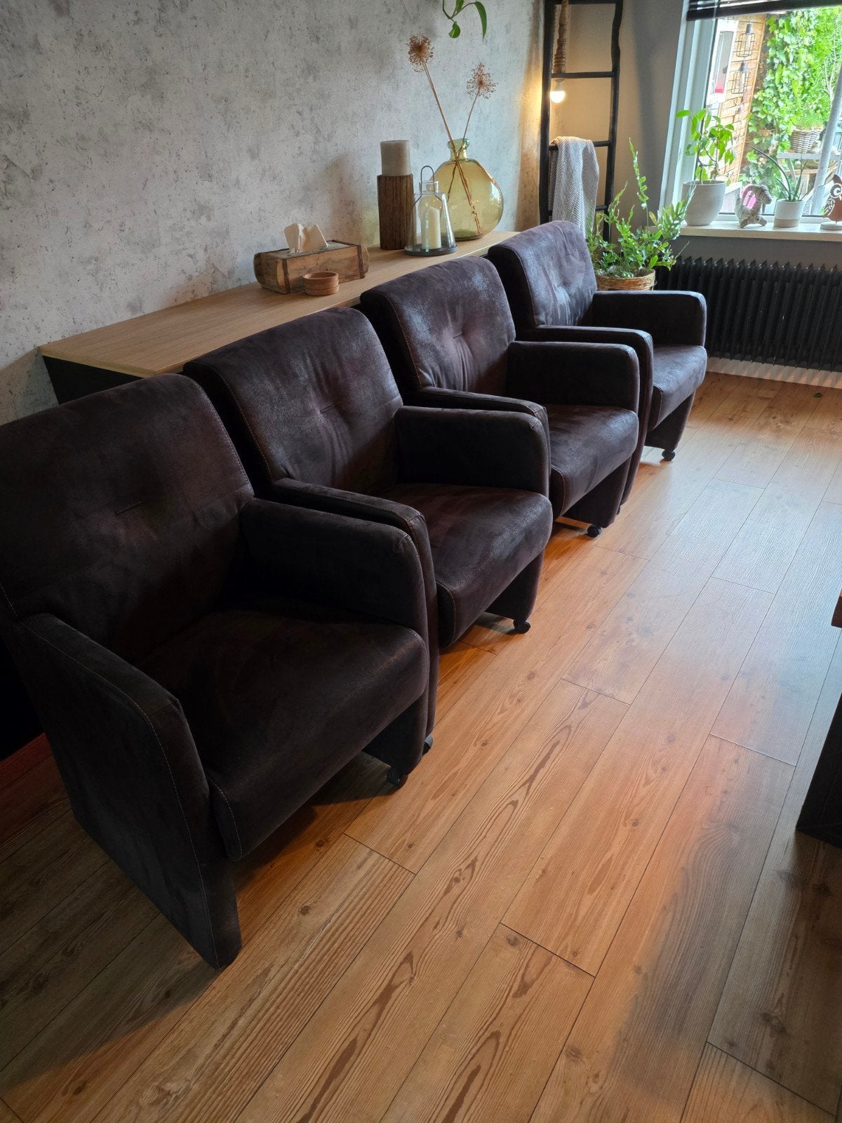 Te koop eetkamerstoelen, Huis en Inrichting, Stoelen, Ophalen, Gebruikt, Bruin, Leer