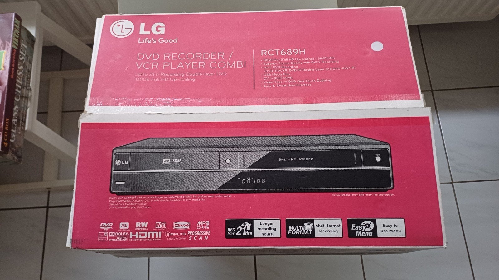 LG RCT689H DVD Recorder / VCR Player Combi - Nieuw in doos, Ophalen, Zo goed als nieuw, VHS-speler of -recorder