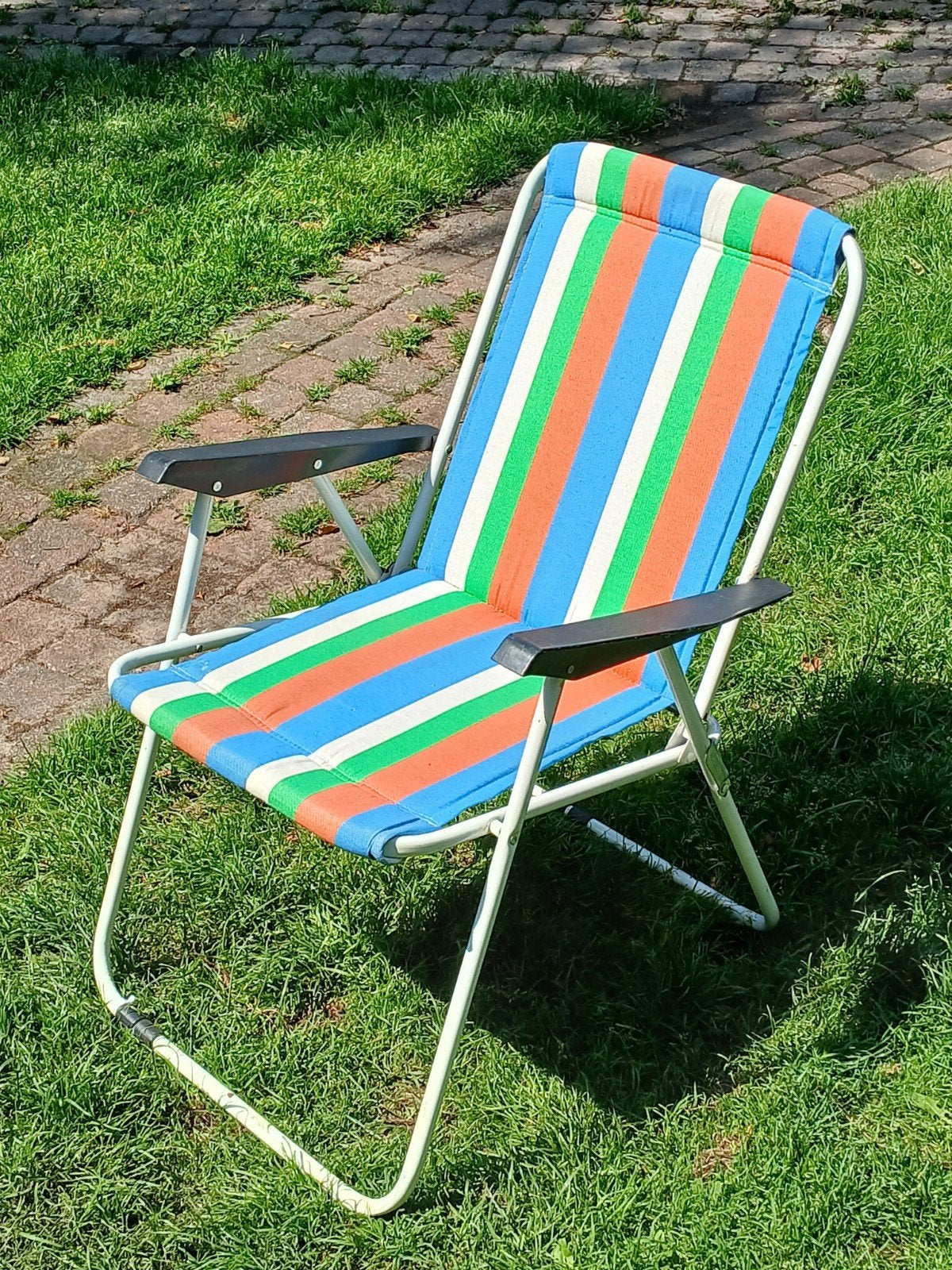 Opvouwbare vintage Campingstoel - Kleurrijk en Comfortabel, Ophalen of Verzenden, Gebruikt, Campingstoel
