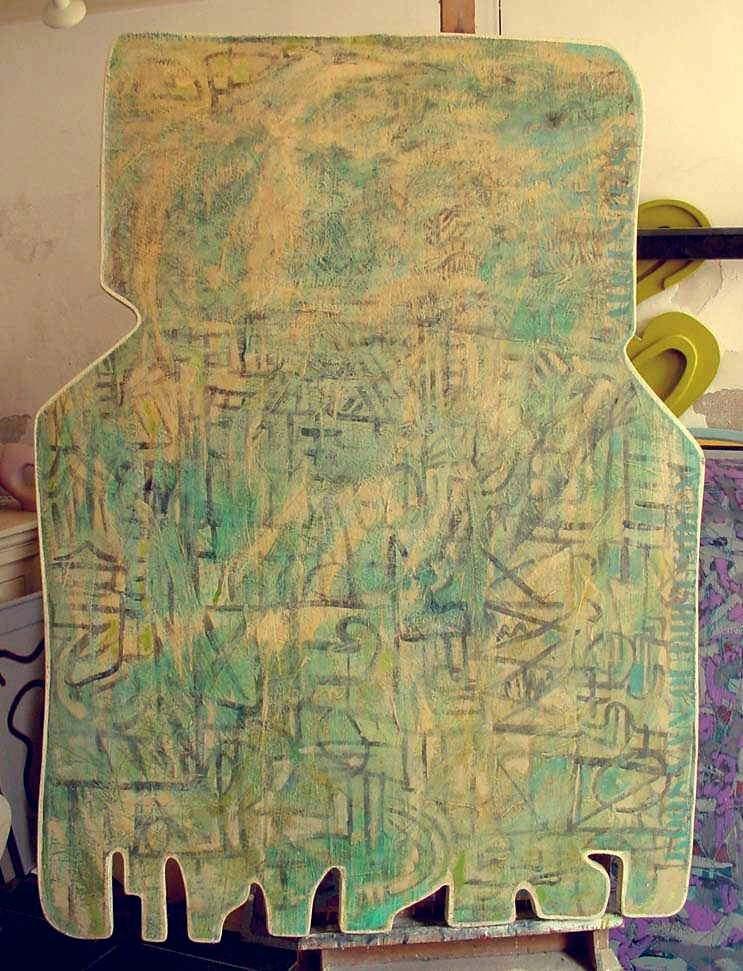 Groot abstract schilderij 122-165 cm,, Antiek en Kunst, Ophalen