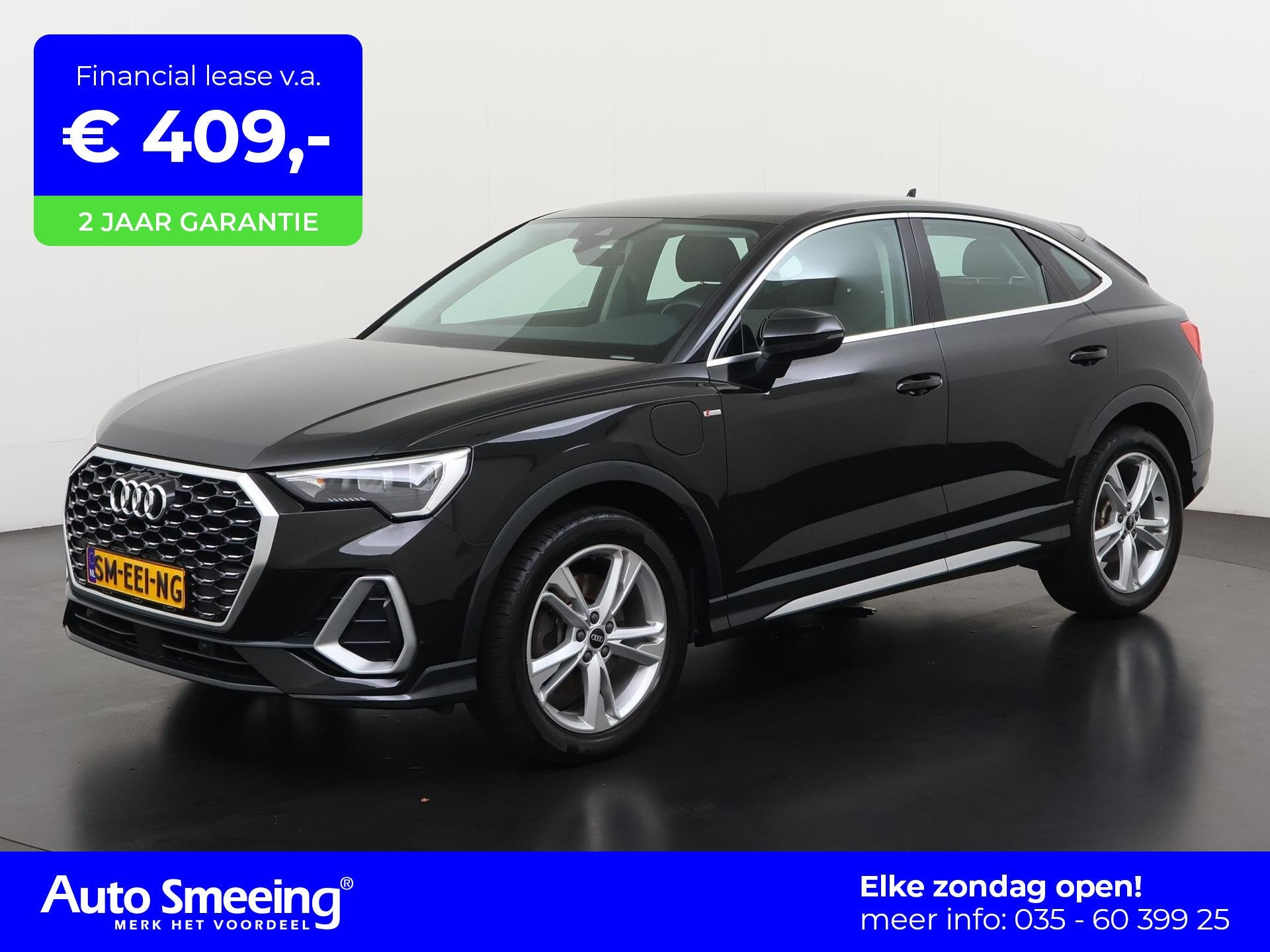Audi Q3 Sportback 45 TFSIe S-Line Ext | ACC | Leder | Zondag, Auto's, Gebruikt, Zwart, Automatische klimaatregeling, Hybride Elektrisch/Benzine