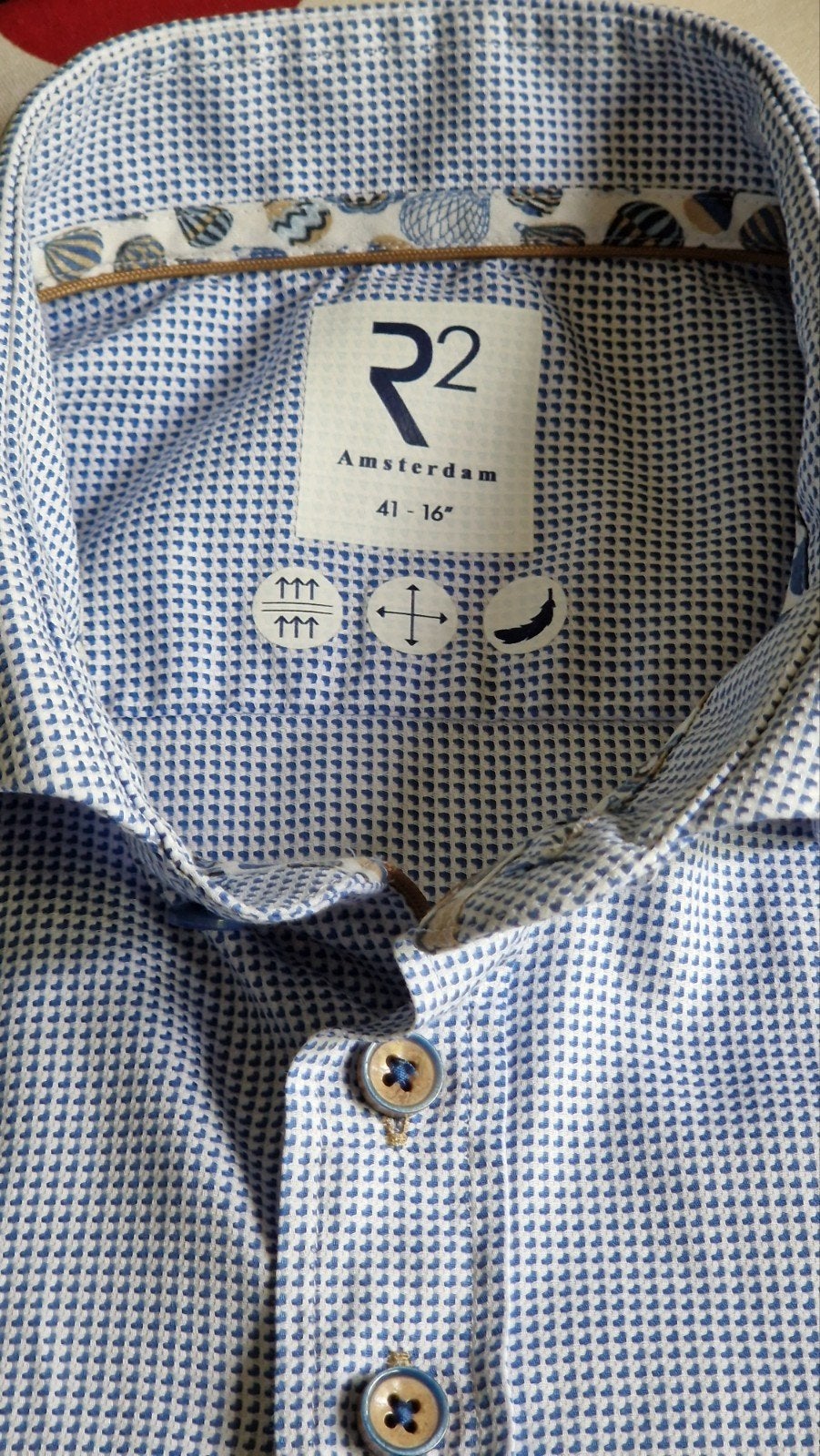 R2 Amsterdam overhemd maat 41- 16"   maat L, Blauw, Ophalen of Verzenden, Zo goed als nieuw, Halswijdte 41/42 (L)