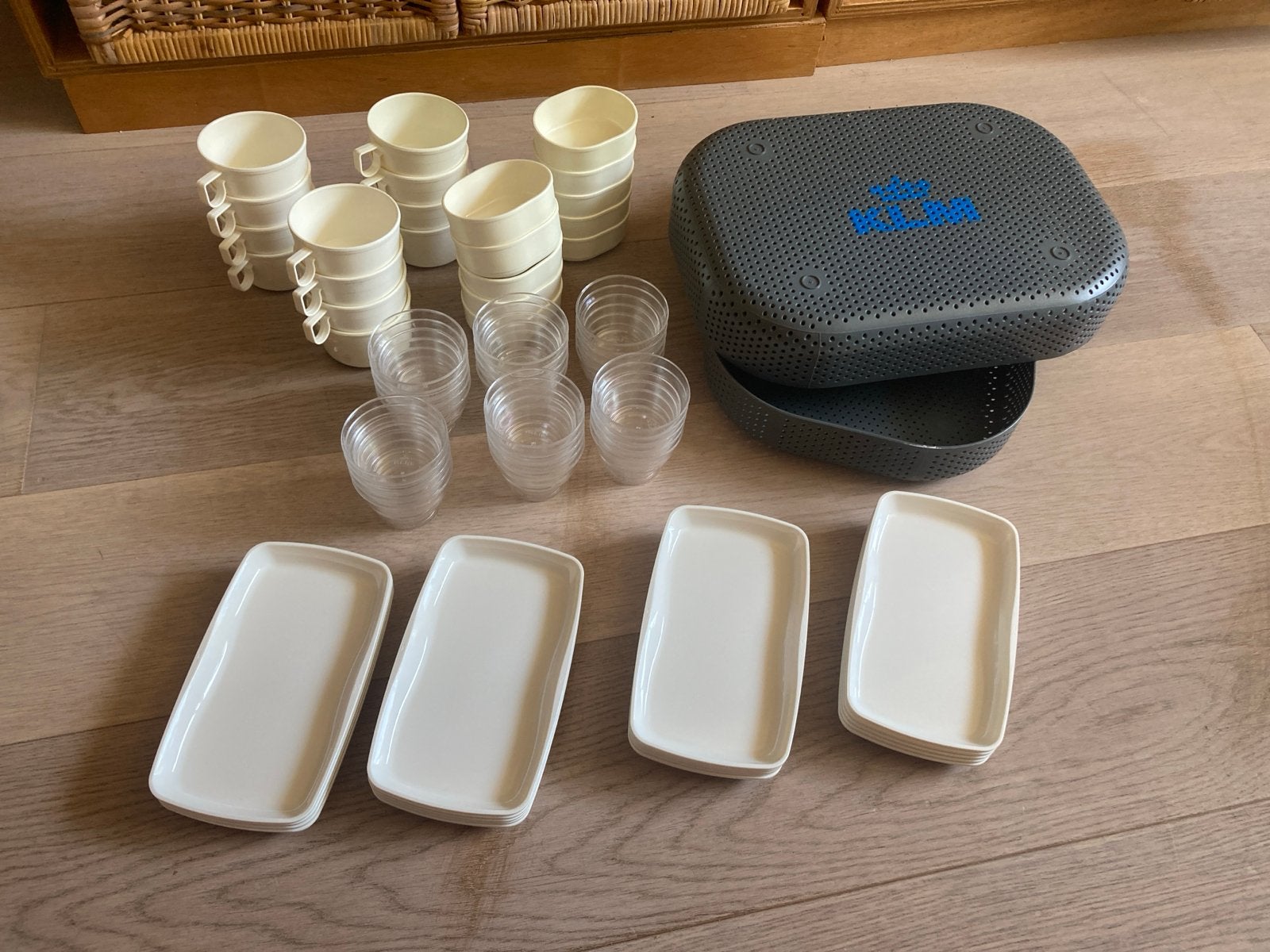 KLM Kunststof Servies Set, Kunststof, Gebruikt, Overige merken, Ophalen of Verzenden