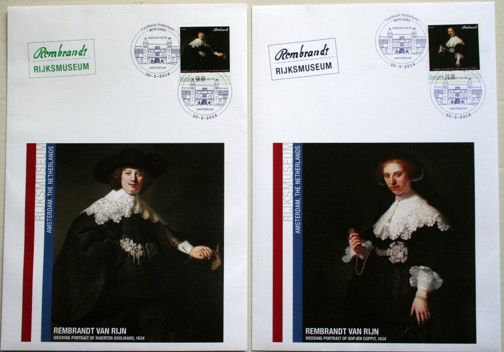 2 enveloppen met zegels van Bonaire "Maerten en Oopjen", Ophalen of Verzenden, Envelop
