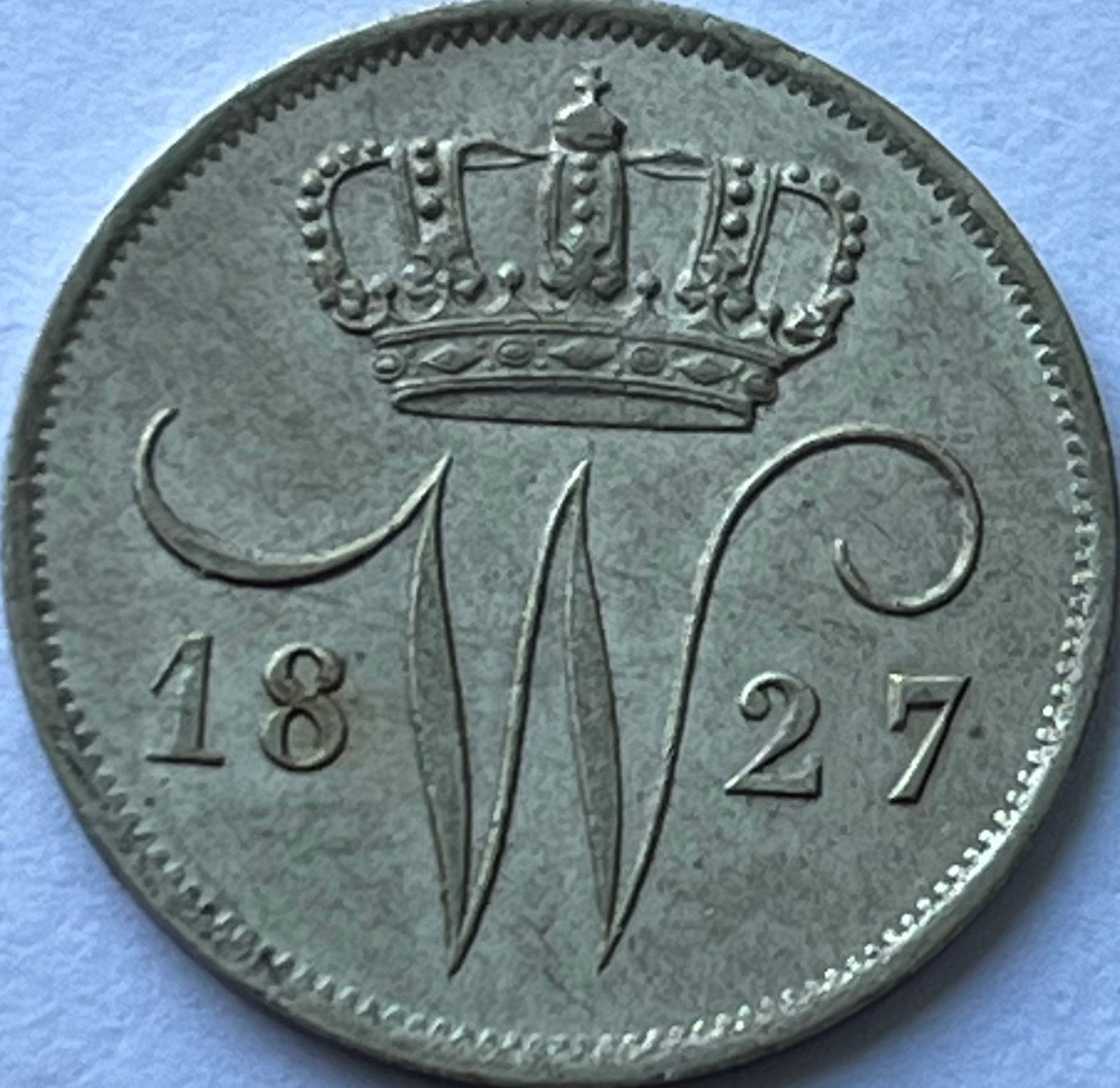 Zilveren dubbeltje 1827U topkwaliteit, Zilver, Ophalen of Verzenden, 10 cent, Koning Willem I