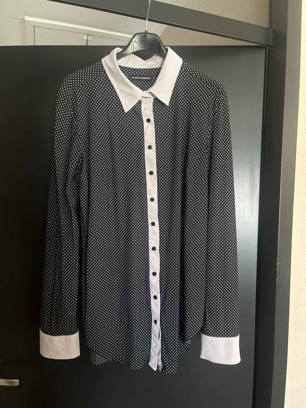Studio Anneloes blouse met stippen, maat L, Ophalen of Verzenden, Zo goed als nieuw, Maat 42/44 (L), Zwart
