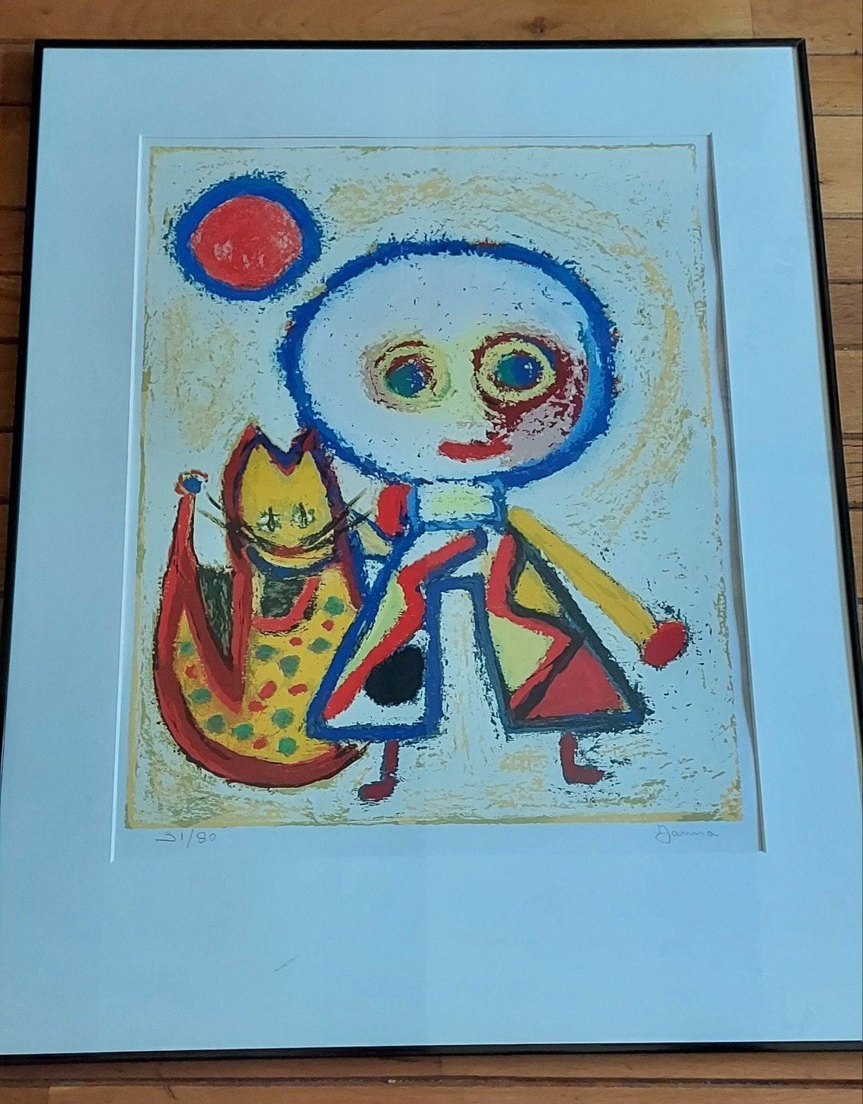 Grote Zeefdruk "De Kat" – Janna (CoBrA stijl) |, Gesigneerd, Ophalen, Personages en Fantasiefiguren