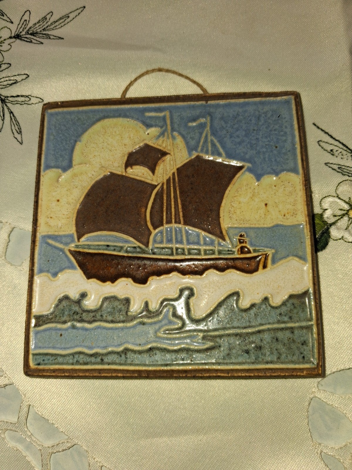 Vintage Westraven Utrecht Tegel Schip Wanddecoratie, Ophalen