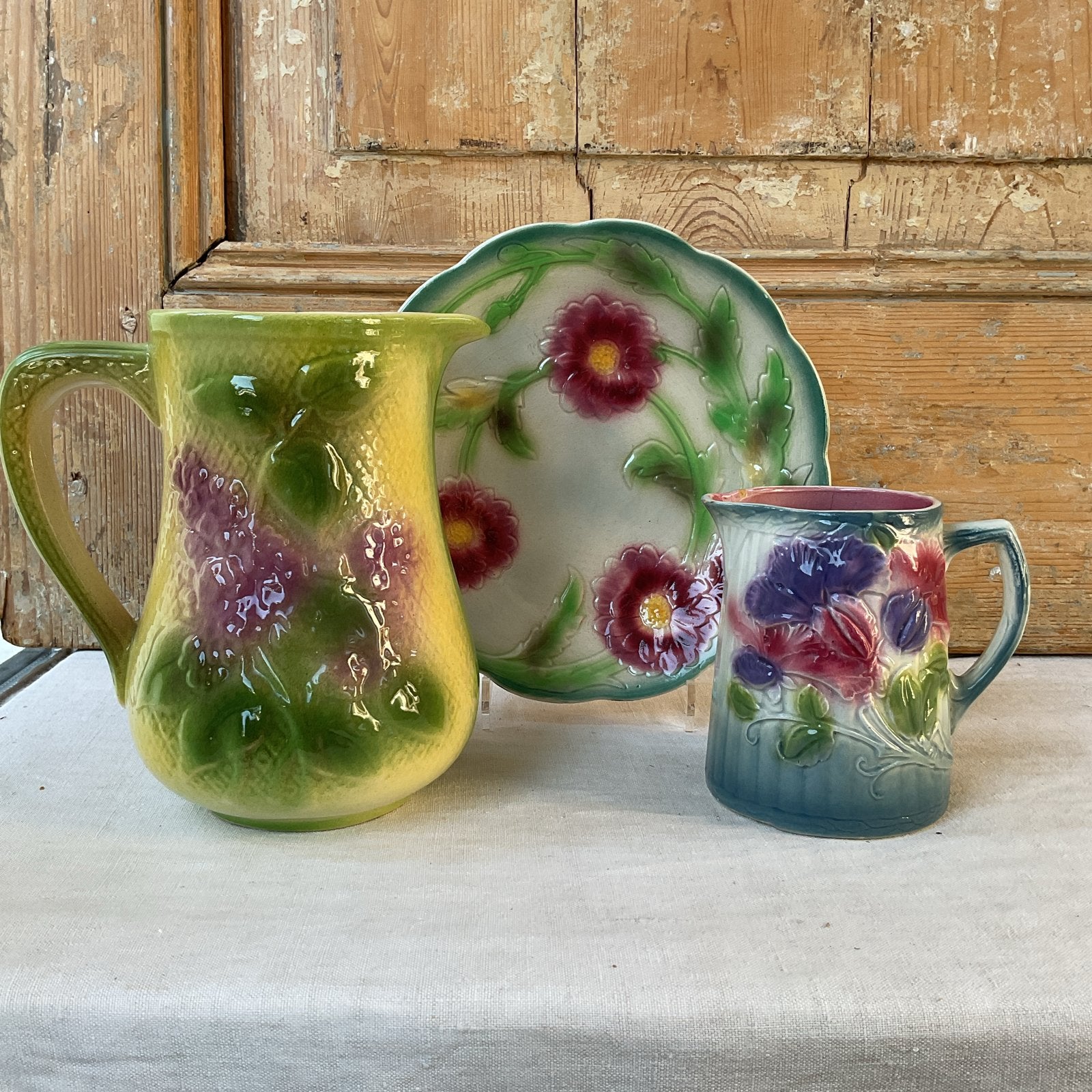 Barbotine Keramiek Frankrijk. In Art nouveau stijl, 3 samen., Ophalen of Verzenden