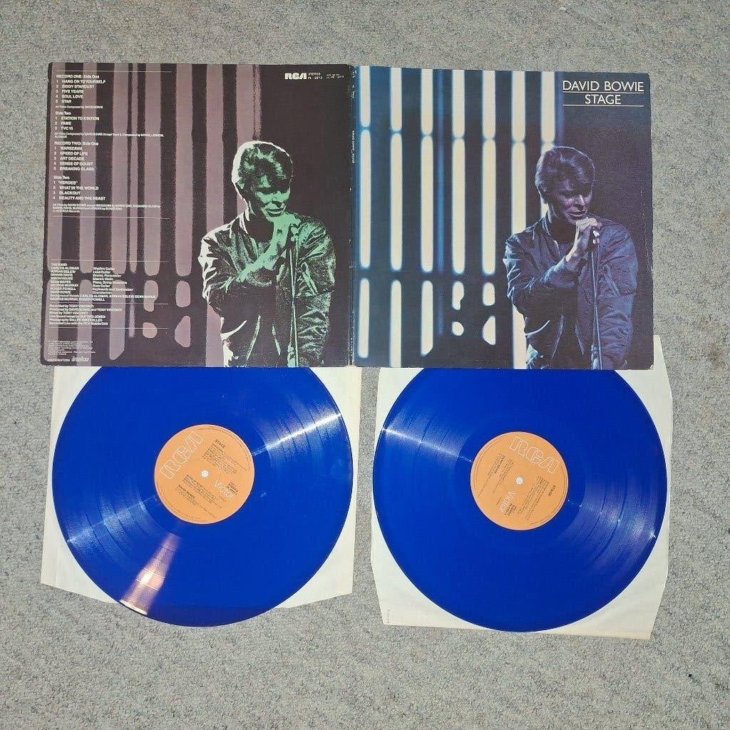 david bowie - stage 2lp blauw vinyl, Cd's en Dvd's, Vinyl | Pop, Ophalen of Verzenden, Gebruikt, 12 inch