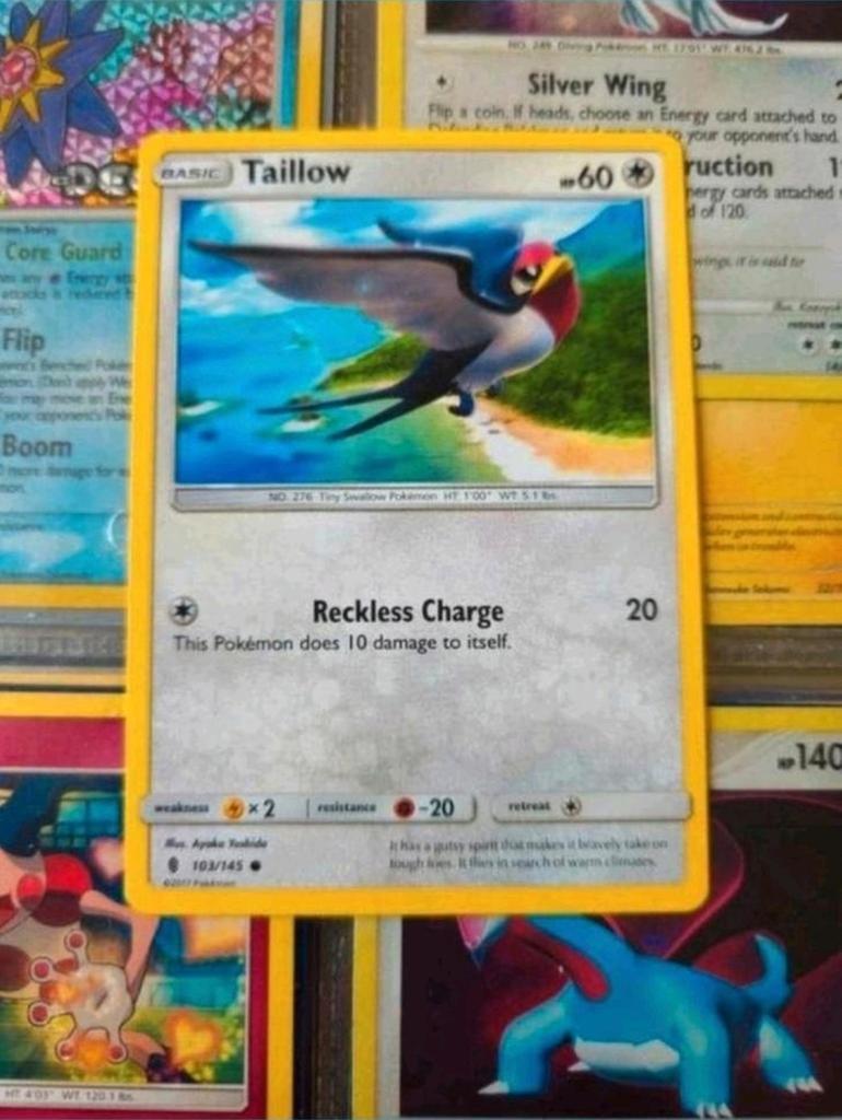 Taillow 103/145 Sun&Moon Guardians Rising Pokemon kaart nm, Ophalen of Verzenden, Zo goed als nieuw, Losse kaart