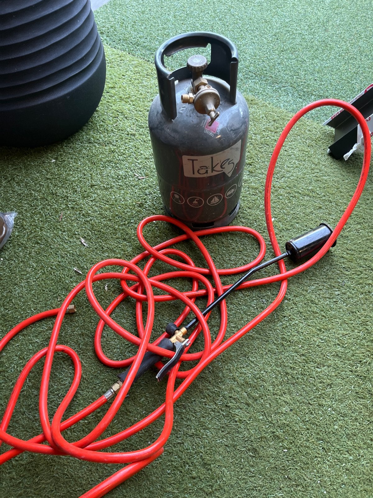 Gasfles met slang en brander, 100 liter of meer, Ophalen of Verzenden, Gebruikt, Minder dan 200 liter/min