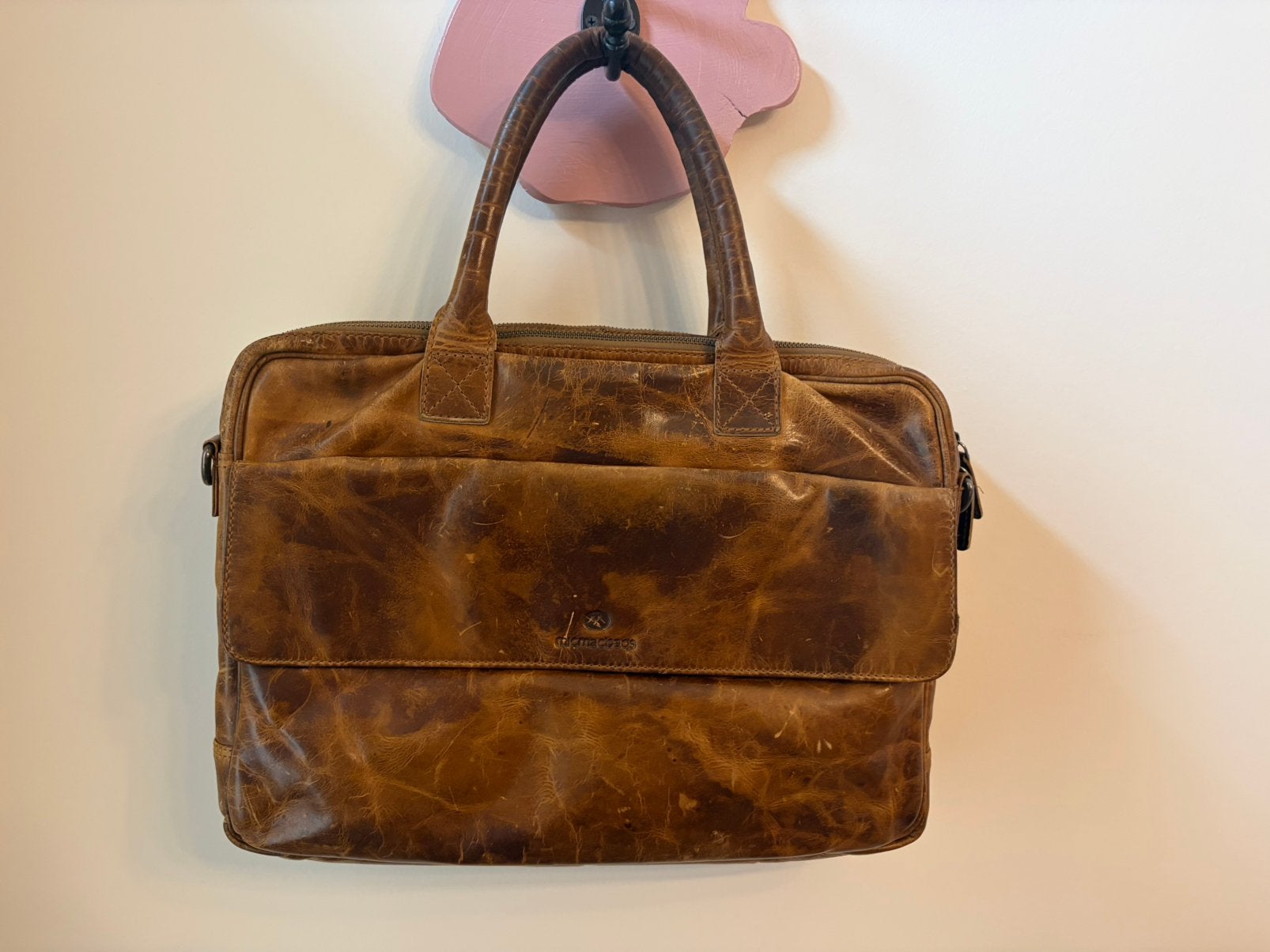 Micmacbags laptop hereh tas, Computers en Software, Laptoptassen, Zo goed als nieuw, Aktetas, 15 inch, Bruin, Ophalen of Verzenden