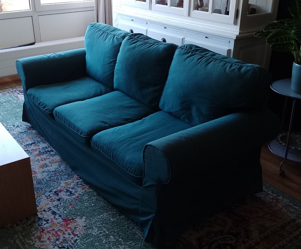 driezits ektorp groen, Huis en Inrichting, Banken | Bankstellen, Ophalen, Gebruikt, Klassiek, Driepersoons