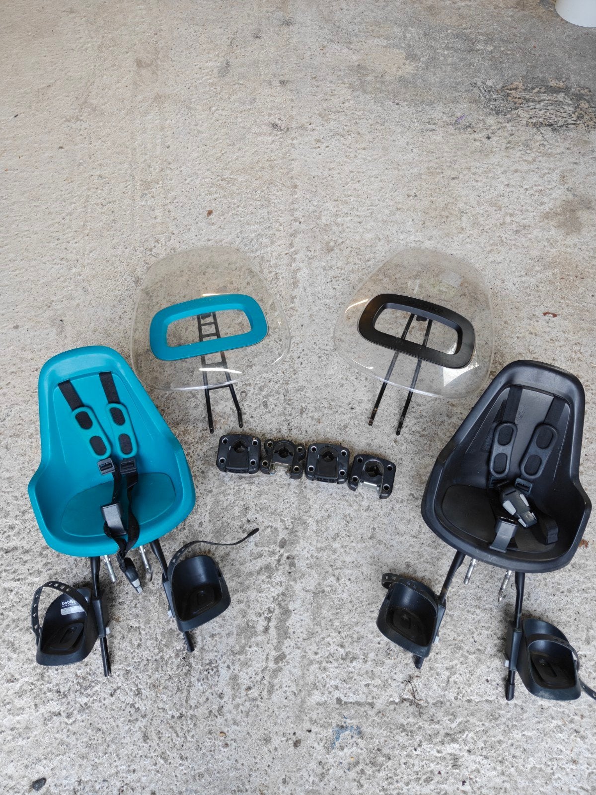 Bobike Voorzitjes met Windscherm - Zwart en Turquoise, Ophalen, Voorzitje, Bobike, 0 t/m 13 kg