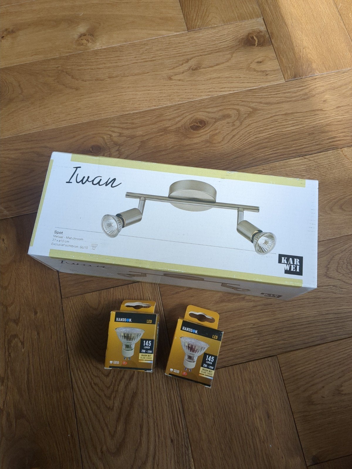 Karwei Spot incl 2 LED lampen, Huis en Inrichting, GU10, Overige merken, Geschikt voor plafondmontage, Nieuw