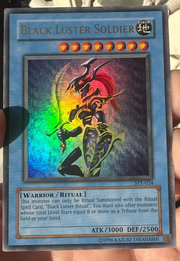 Yu-Gi-Oh! Faded Black Luster Soldier SYE Old US Print !, Ophalen of Verzenden, Gebruikt, Losse kaart, Foil