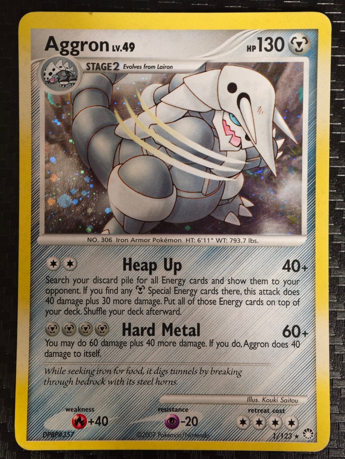 Aggron Pokémon kaart (DPBP#357) - Holo Rare, Ophalen of Verzenden, Gebruikt, Losse kaart, Foil