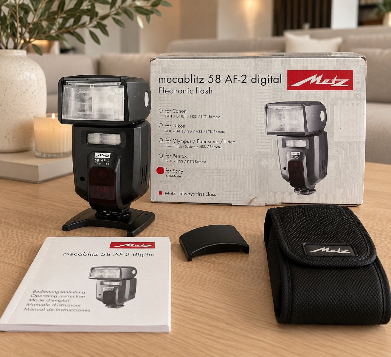 Metz Mecablitz 58 AF-2 Digital flitser voor Sony, Audio, Tv en Foto, Ophalen, Zo goed als nieuw, Metz