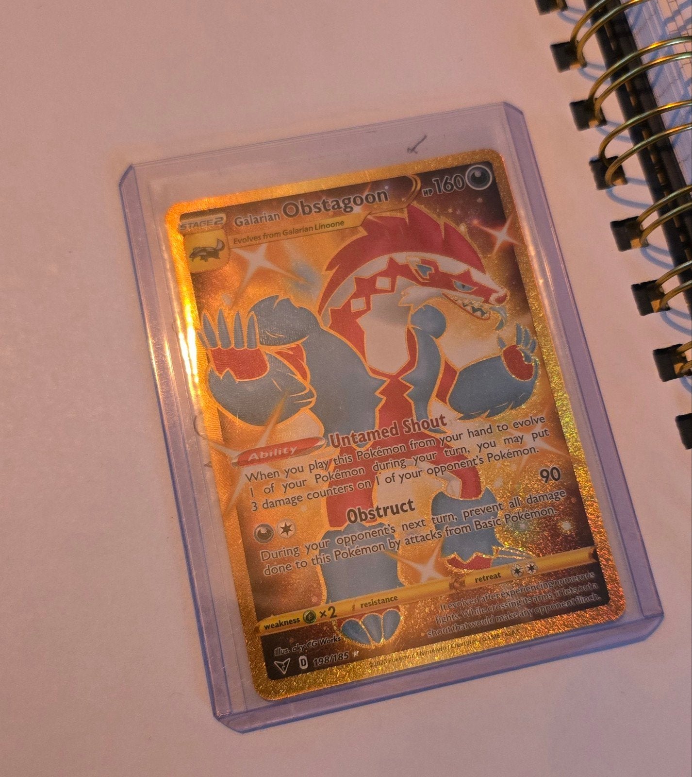 Pokémon Kaart: Galarian Obstagoon VMAX (Foil), Ophalen of Verzenden, Zo goed als nieuw, Losse kaart, Foil