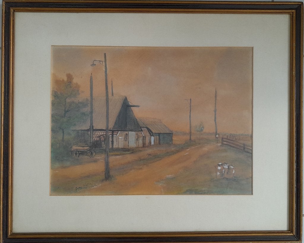 Boerderij bij de Kolk van Westerveld, Zwolle - schilderij, Ophalen, Gebruikt, Oorspronkelijke maker, Schilderij