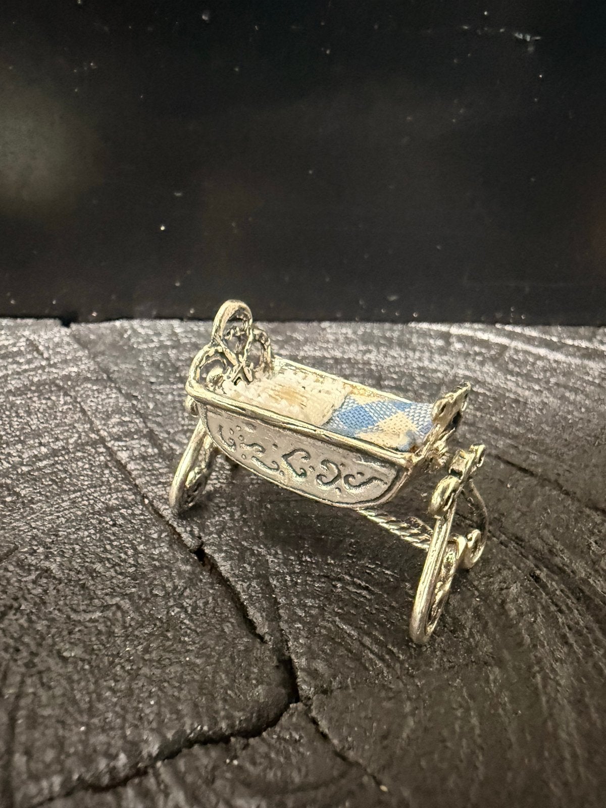 Zilveren Miniatuur Schommelwieg 925 - Uniek Verzamelobject, Antiek en Kunst, Verzenden, Zilver