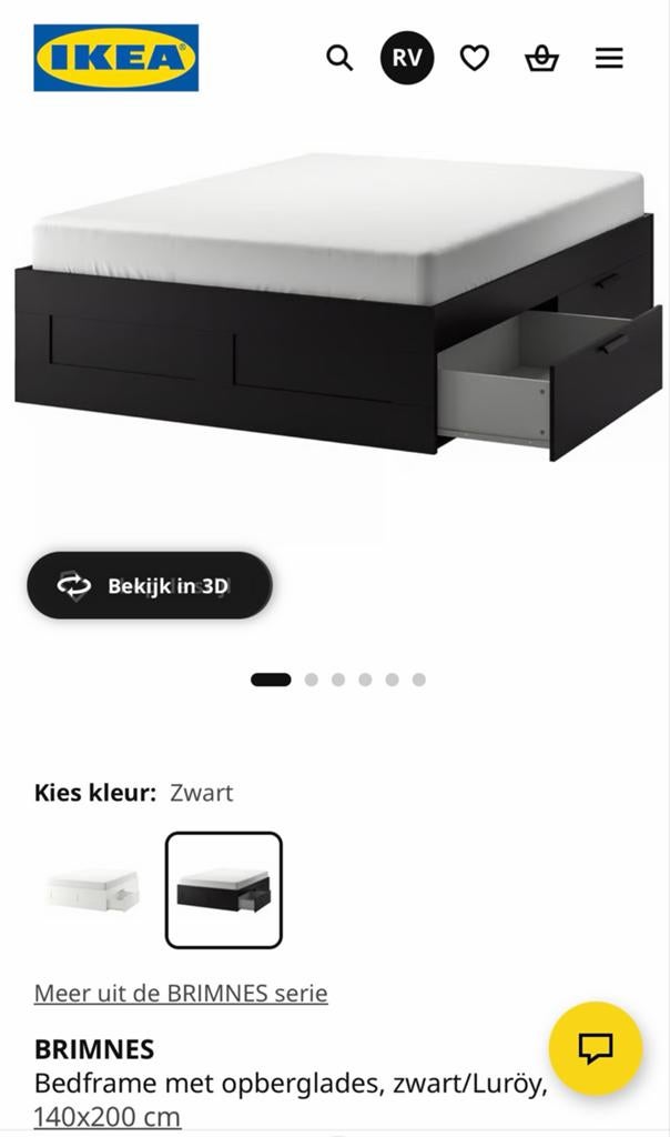 Gratis IKEA BRIMNES Bedframe zwart met lades, Huis en Inrichting, Slaapkamer | Bedden, Gebruikt, Tweepersoons, 140 cm, Hout, Zwart