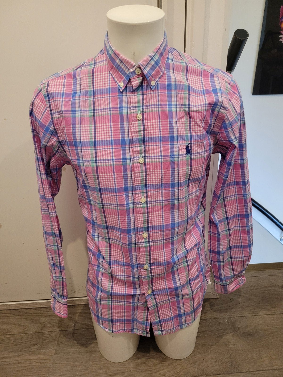 Super gave roze Ralph Lauren overhemd maat M, Ralph Lauren, Zo goed als nieuw, Roze, Halswijdte 39/40 (M)