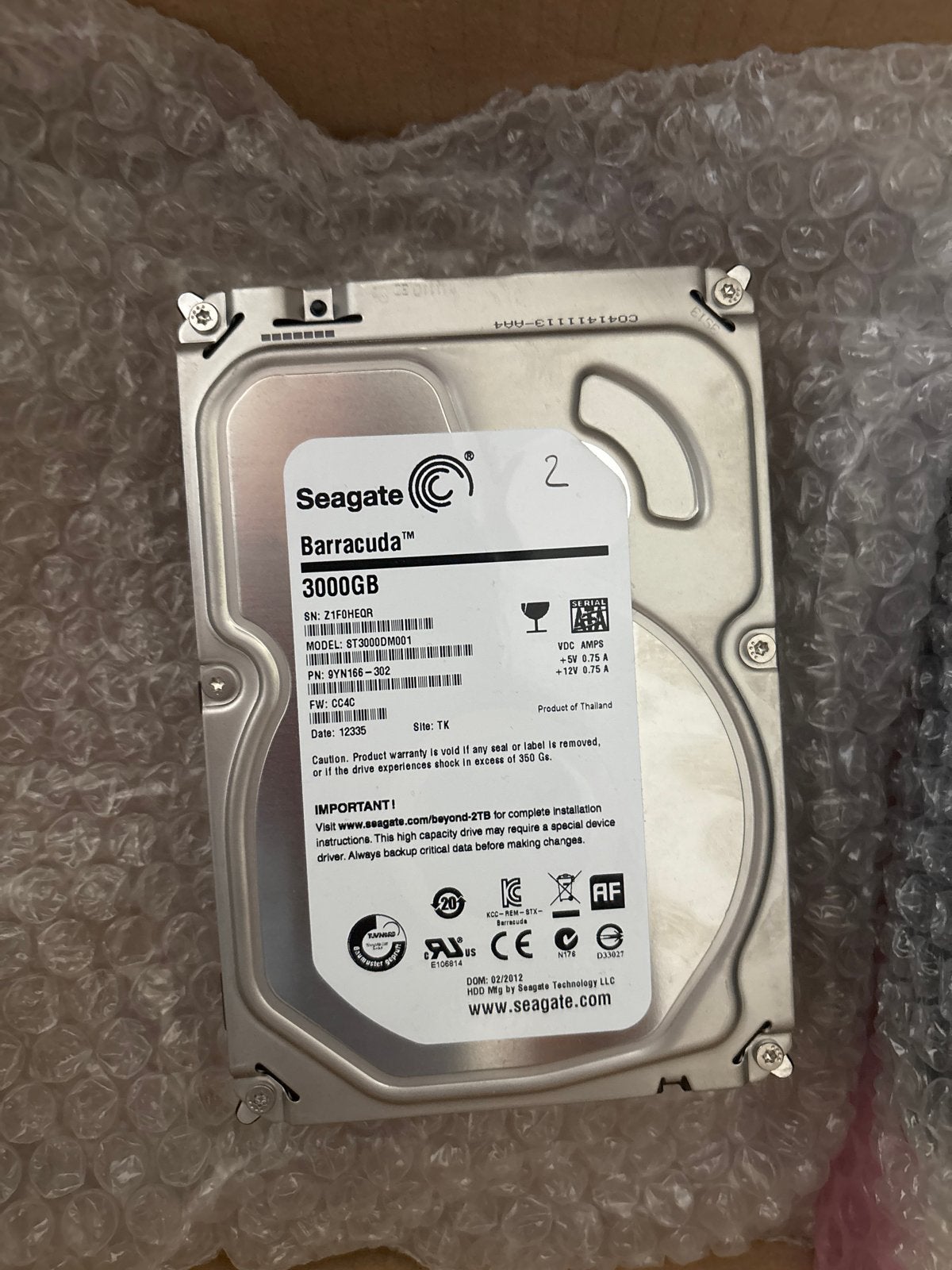 5x Seagate Barracuda 3TB HDD's met issues, Intern, Ophalen of Verzenden, Desktop, Niet werkend