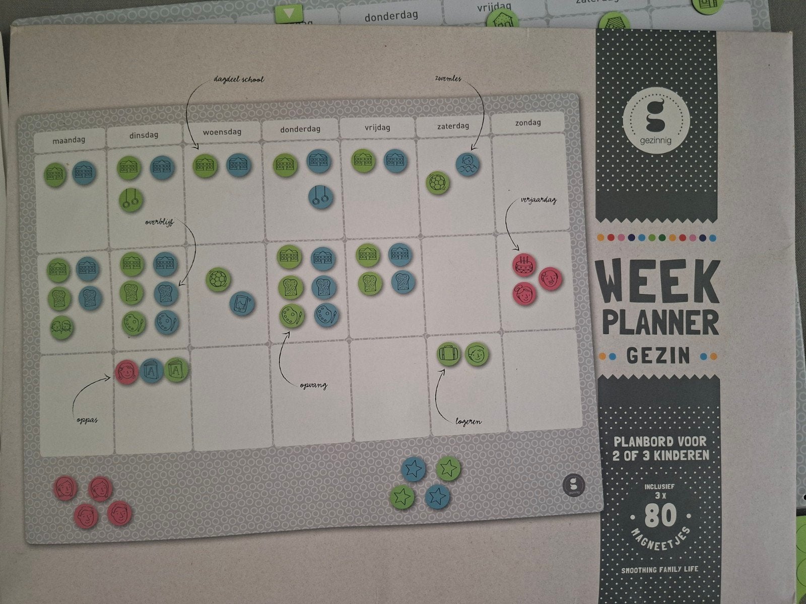 GezinnigGezinnig weekplanner voor 2 of 3 kinderen magnetisch, Ophalen of Verzenden, Gebruikt