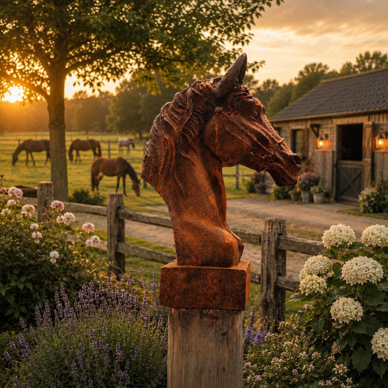 Unieke gietijzeren paardenhoofden, Tuin en Terras, Tuinbeelden, Ophalen, Nieuw