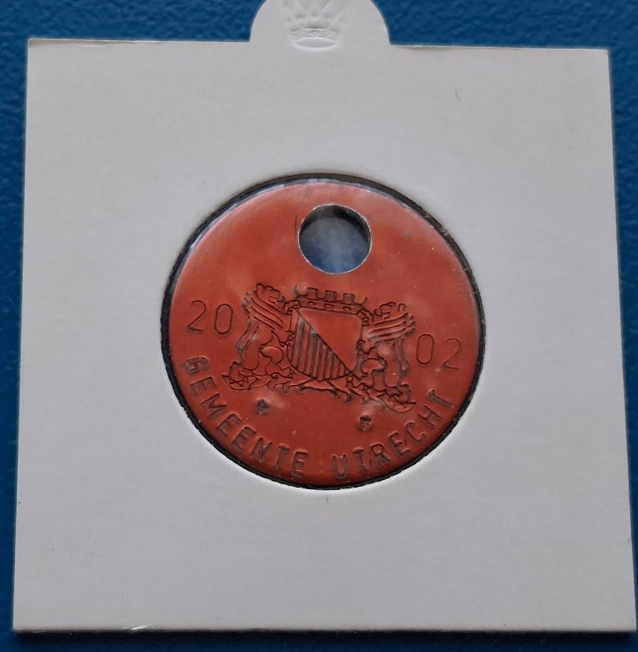 Hondenbelastingpenning Gemeente Utrecht - 2002 UNC, Postzegels en Munten, Penningen en Medailles, Verzenden, Overige materialen