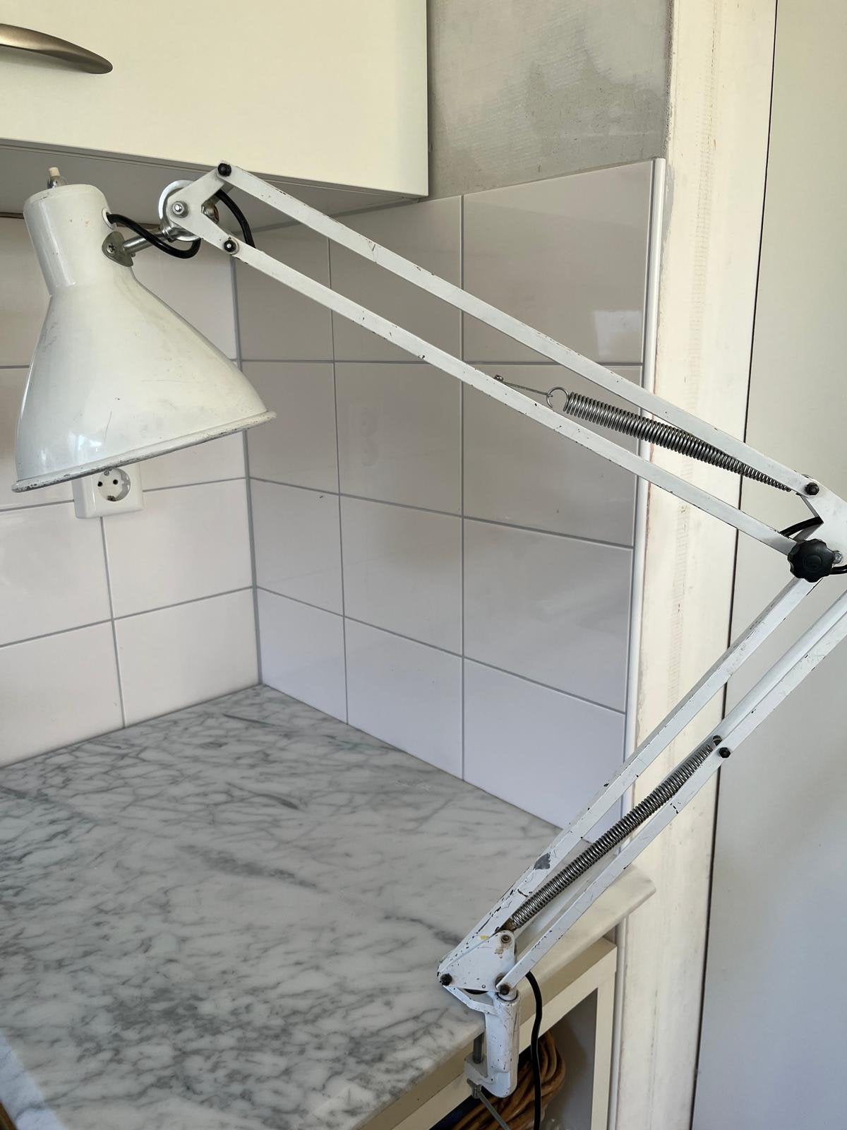 Vintage bureaulamp wit verstelbaar jaren 60, Ophalen, Zo goed als nieuw