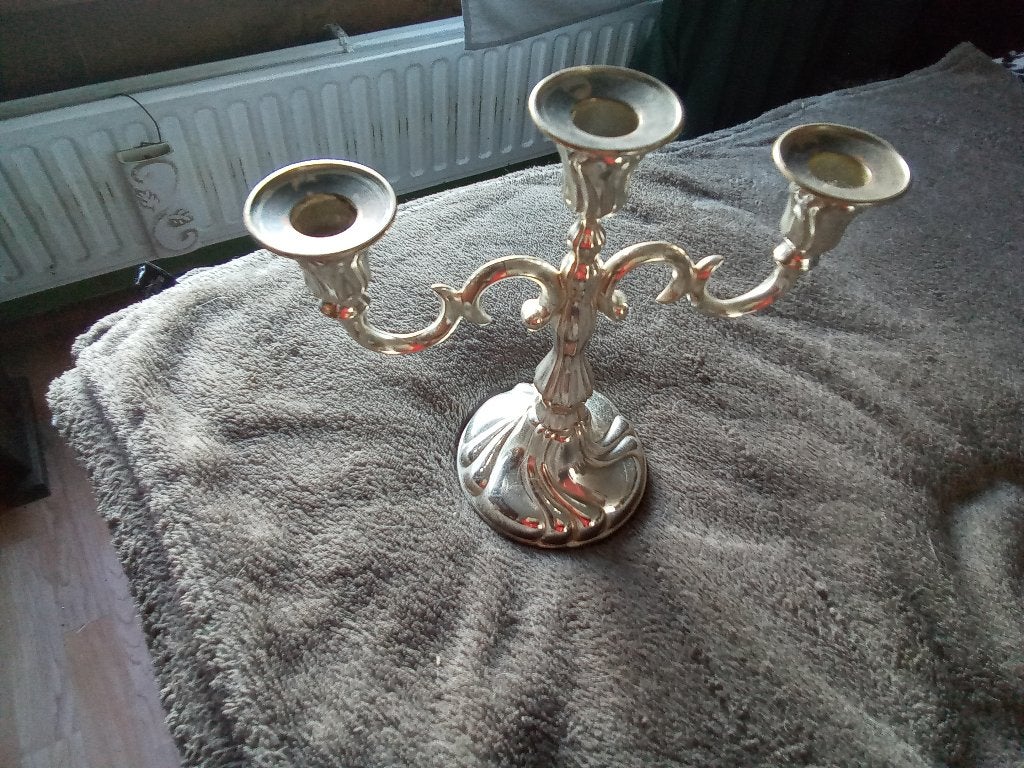 silver plated 3 armige kandelaar verzilverd ongeveer 25 cm, Ophalen