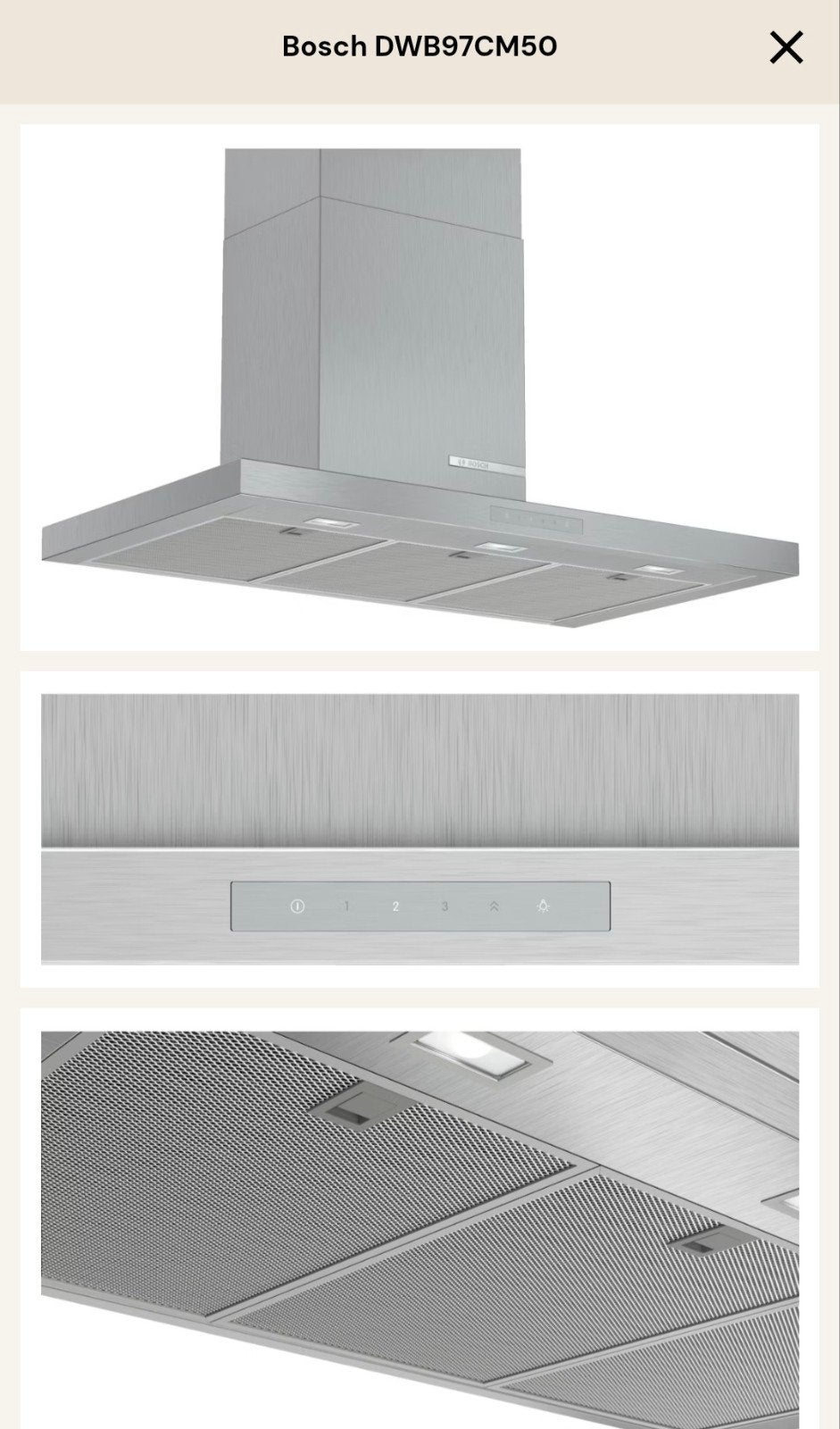 Bosch DWB97CM50 Afzuigkap - Slechts 2 jaar oud, Ophalen, Zo goed als nieuw, 200 tot 400 m³ per uur, Wandschouwkap