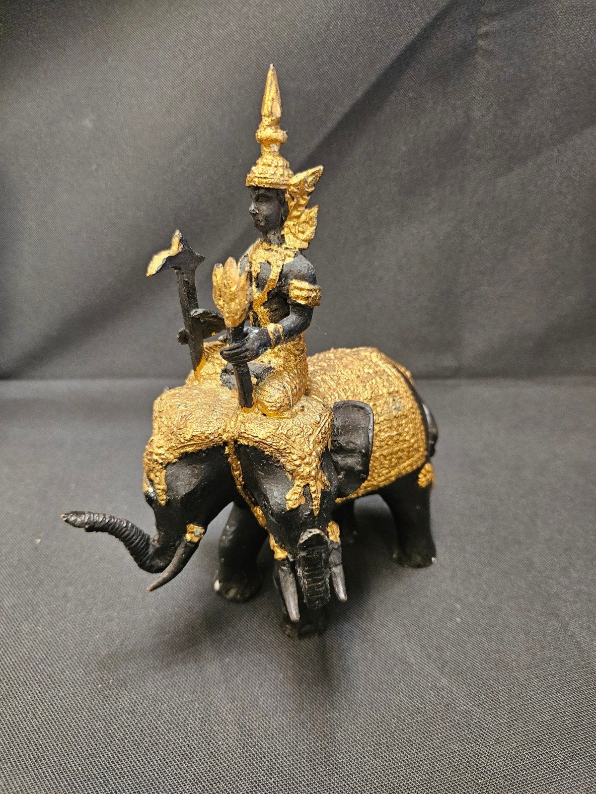 Zwaar bronzen beeld van godheid op olifant, Ophalen of Verzenden