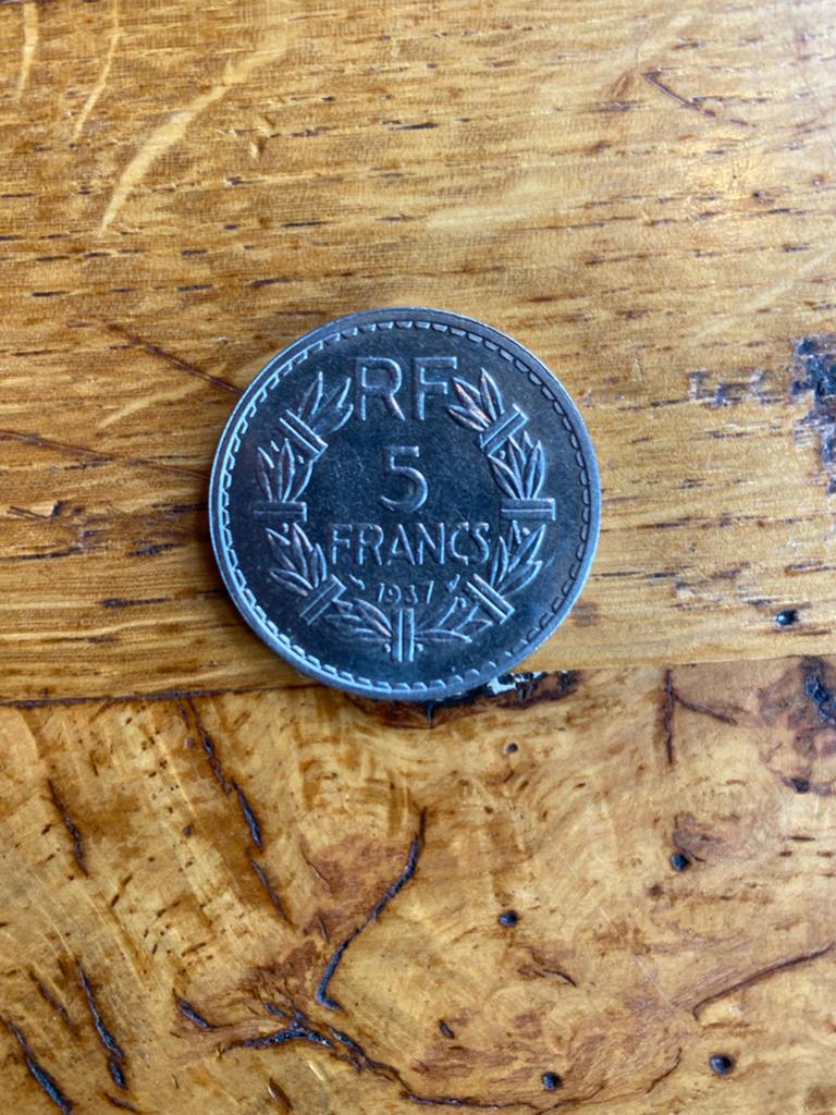 Zeldzame Franse 5 Francs munt uit 1937, Ophalen of Verzenden, Vóór koninkrijk, Overige waardes, Losse munt